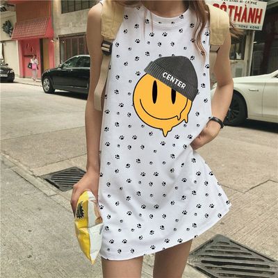 夏季纯棉新款白色in无袖背