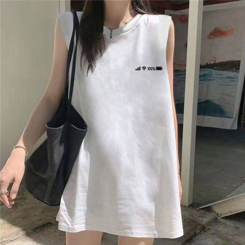 无袖坎肩纯棉背心T恤女生夏季新款美式复古百搭宽松休闲韩版上衣