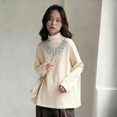 新款印花秋冬季百搭白色半