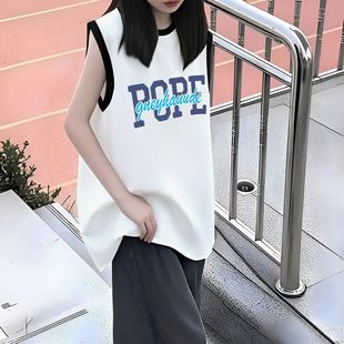 百搭背心新款 2025年夏季 外穿寬松純棉運動新款 拼接無袖 上衣ins風