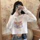 t恤上衣女性高级chic潮牌网红别致小众复古甜美 长袖 新款 白色短款