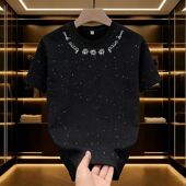 高街项链印花短袖 潮牌t恤男装 夏季 纯棉美式 2026新款 宽松小众上衣