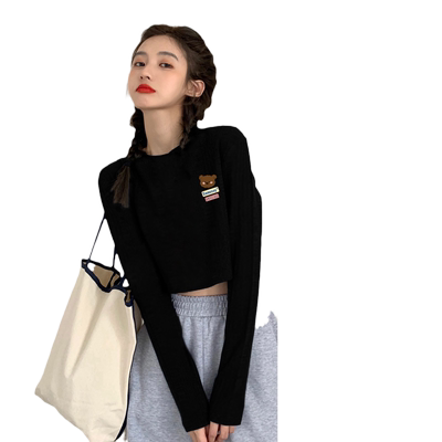 娜蕾斯长袖t恤纯欲风短款