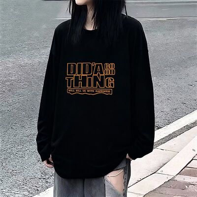 爆款黑色长袖t恤体女百搭2