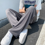 百褶皱条纹冰丝直筒裤子男hiphop垂坠感大码夏季薄款阔腿运动长裤，男装休闲裤，电商B205
