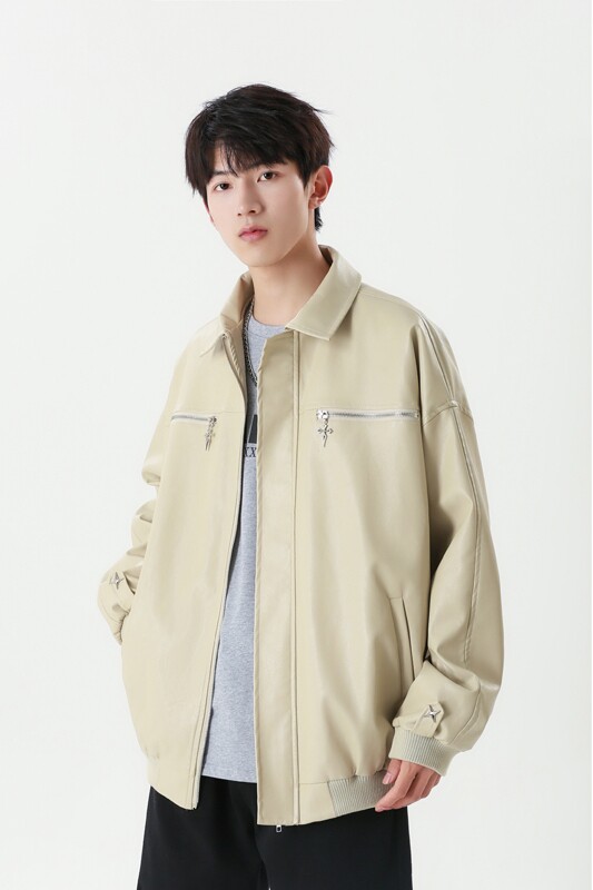 W7003特P70控138秋冬男士皮衣夹克外套翻领潮流复古休闲,男装夹克,电商B205