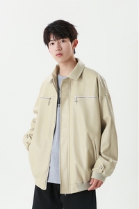 W7003 特P70 控138 秋冬男士皮衣夹克外套翻领潮流复古休闲图片