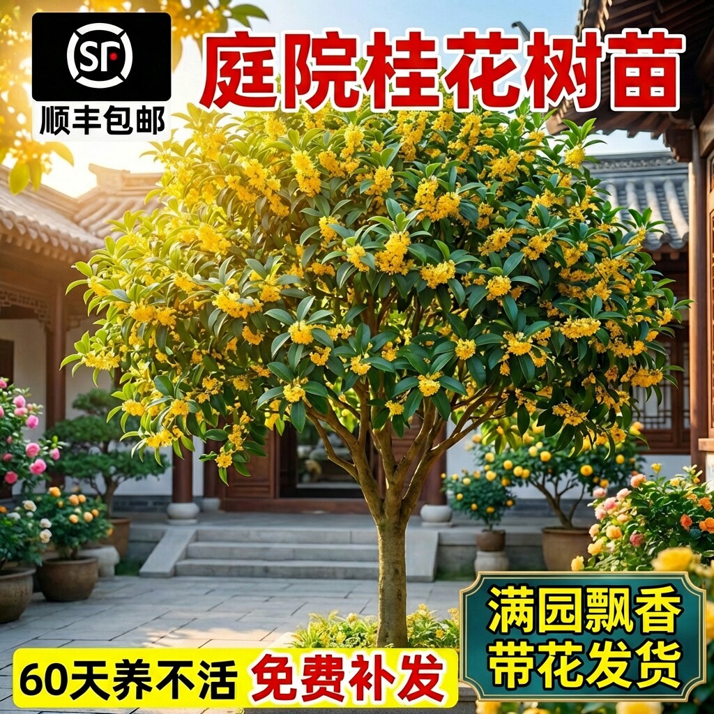 桂花树苗大树八月桂金桂四季桂庭院别墅盆地栽南北方耐寒浓香花卉