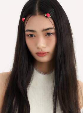 现货韩国女团爱豆同款可爱复古法式田园风格立体玫瑰花发夹发饰