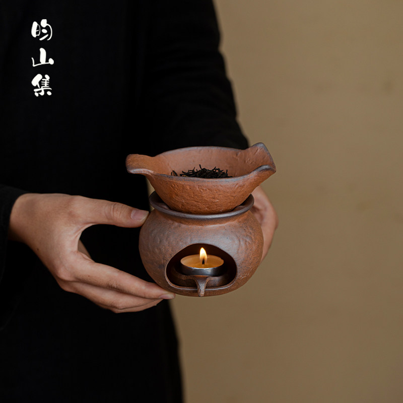 粗陶烤茶器复古陶瓷茶叶提香增香器蜡烛加热底座围炉温茶炉烤茶盘,餐饮具,煮茶炉,淘宝优惠券,粉丝福利购,淘宝优惠卷