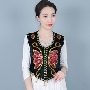 新疆舞蹈马甲 天山美翼新疆舞蹈服女绣花广场舞坎肩女维族舞蹈服装