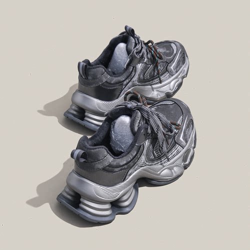 欧洲站冬季新款加绒保暖厚底老爹鞋女2025新款百搭休闲运动鞋子