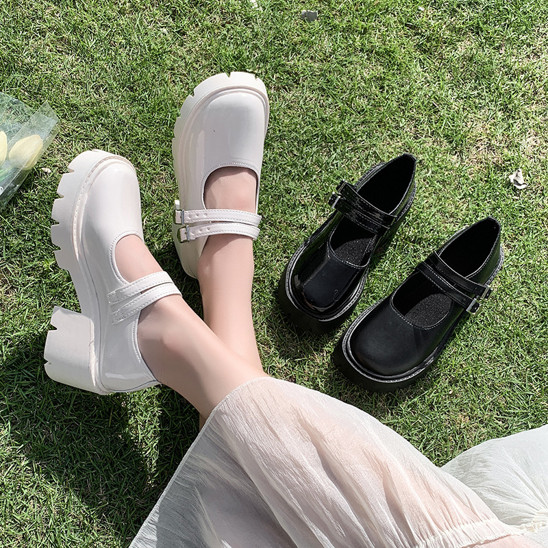 玛丽珍鞋女2025年秋冬新款圆头厚底粗跟一字带单鞋时尚百搭高跟鞋