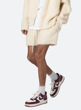 Mnml 米白色流苏毛拉绒短裤抽绳腰夏季宽松休闲针织休闲裤男新品