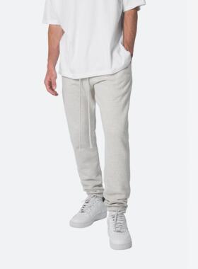 Mnml 浅灰色加绒纯棉水洗修身小脚收脚抽绳腰休闲裤卫裤男新品