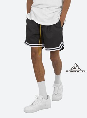 Mnml 黑色尼龙棉布夏季宽松蓝球松紧弹性腰运动休闲短裤男新品