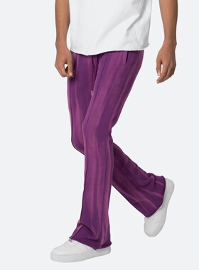 Mnml 紫色絨毛侧边拼贴运动裤四季宽松抽绳腰喇叭松休闲裤新品