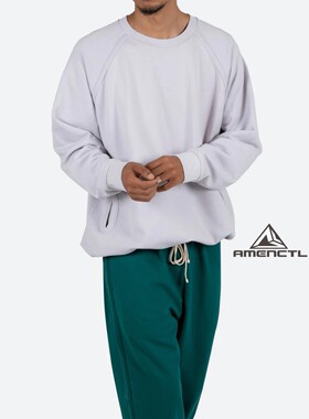 Mnml 灰色宽松纯棉套头帽衫秋冬季袋鼠兜休闲卫衣男新品Oversized