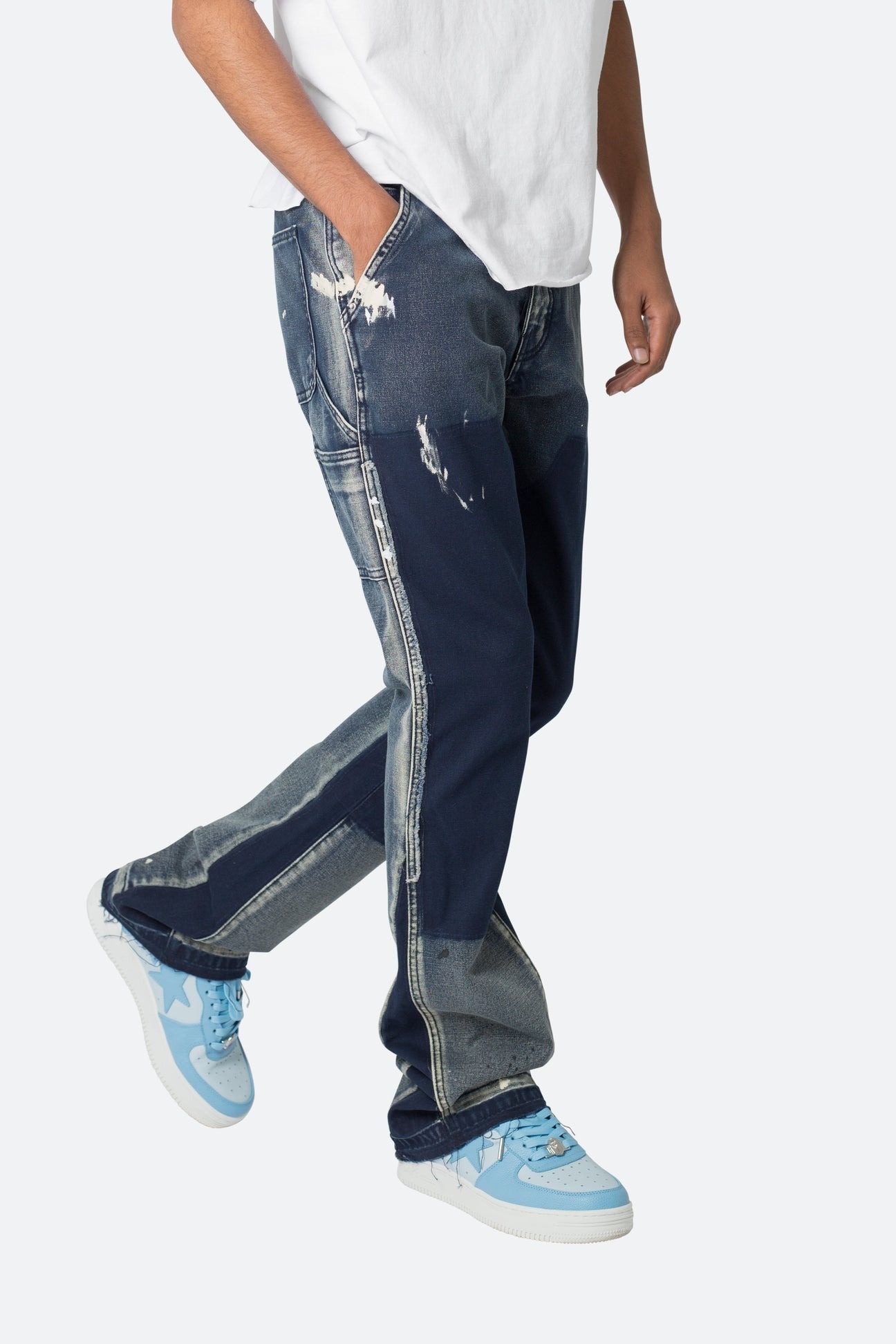 mnml泼墨做旧四季喇叭牛仔裤