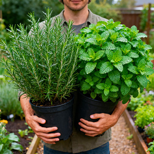 【超值套餐】薄荷迷迭香盆栽可食用西餐蛋糕饮品点缀装饰新鲜叶子