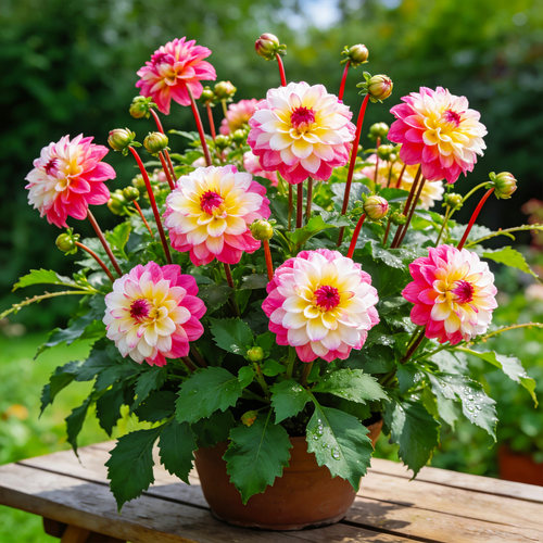 【重瓣】大丽花盆栽带花苞耐寒庭院阳台四季观花耐养植物好养易活