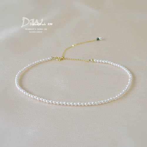 简约正圆迷你小珍珠14K金扣chock