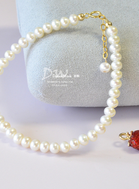 DreamWork天然强光均匀淡水珍珠手链 可挂吊牌坠不掉色小红书礼物