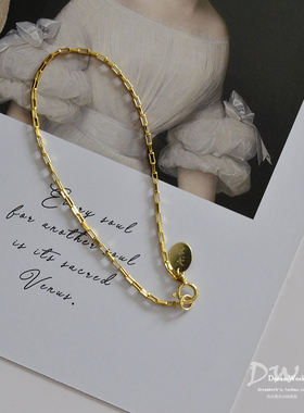 美产14k包金轻奢淡金色手链 素链简约百搭细链精致手链女叠戴礼物