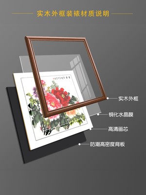 牡丹花挂画玄关花开富贵装饰画中式客厅国画斗方餐厅壁画卧室床头