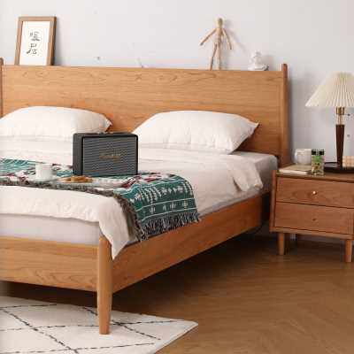梦源实木床现代简约卧室日式风格原木橡木15米18米北欧双人床