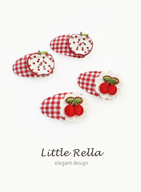 新年红色格子宝宝小发夹 发量少幼儿小号发卡樱桃星星BB夹