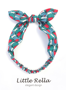 Little Rella宝宝可爱红绿撞色兔耳朵发带 婴童布艺头饰
