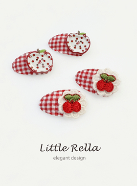 新年红色格子宝宝小发夹 发量少幼儿小号发卡樱桃星星BB夹