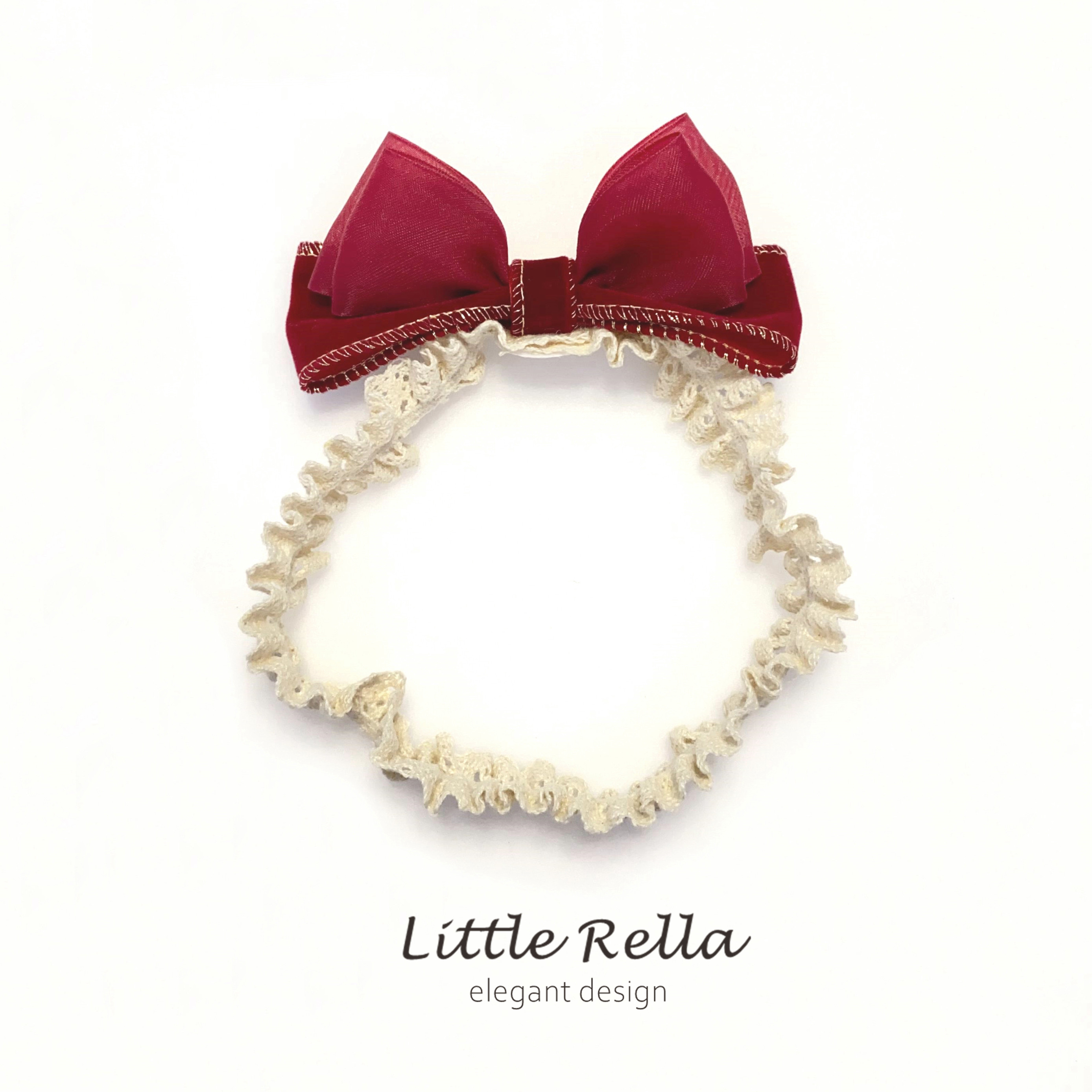 0-5岁酒红色女宝立体蝴蝶结发带