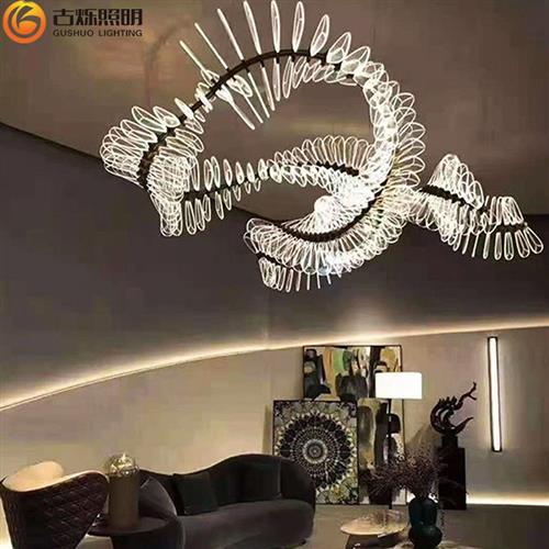 亚克力挂件酒店大堂会所私人设计灯具别墅客厅大型非标工程灯具