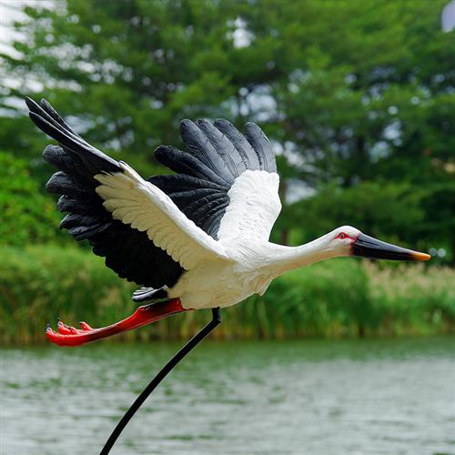仿真户外雕塑白鹤摆件玻璃钢水池塘白鹭装饰花园林鸟景观仙鹤模型