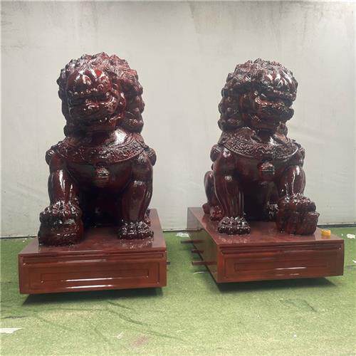 玻璃钢仿铜狮子动物雕塑大型铸铜动物户外广场公园古铜色装饰品