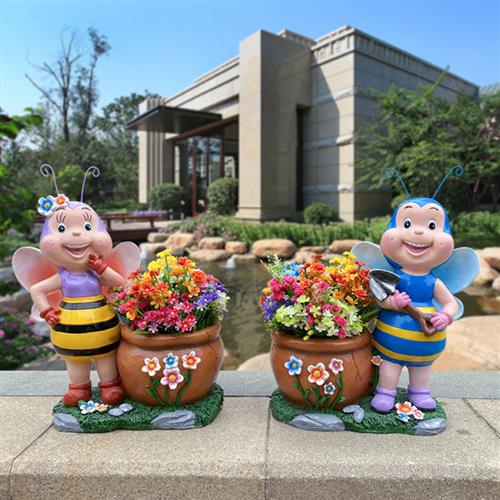 卡通小蜜蜂花缸户外玻璃钢卡通动物雕塑摆件花园花盆园林装饰小品