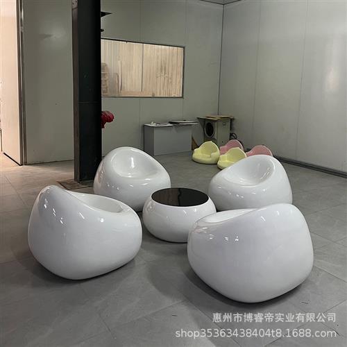 商场座椅玻璃钢椭圆茶几沙发组合简约时尚公共休闲椅系列单人座凳