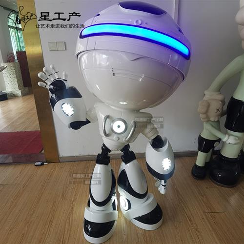 潮牌网红KAWS机器人IP模型雕塑商场酒吧美陈迎宾玻璃钢发光雕塑