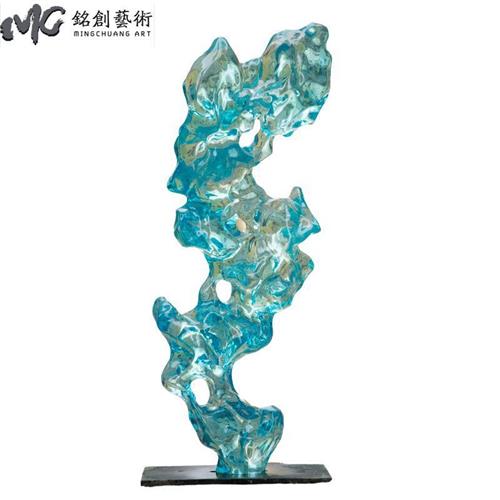 酒店大堂大型落地摆件透明树脂太湖石雕塑客厅玄关艺术装饰品定制