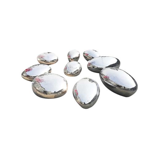 不锈钢椭圆鹅卵石雕塑摆件草坪蛋形几何石头水池水景镜面水滴坐凳