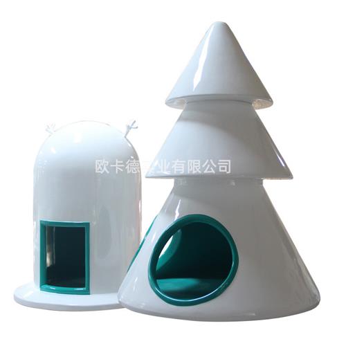 玻璃钢雕塑儿童游乐场卡通造型圣诞树屋洞洞屋学校幼儿园装饰摆件