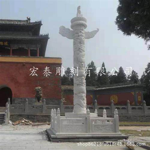 汉白玉盘龙柱定制大理石石雕华表汉白玉文化柱广场手工雕刻雕塑