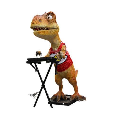 可爱卡通恐龙乐队霸王龙三角龙腕龙组合装饰表演活跃氛围恐龙制作