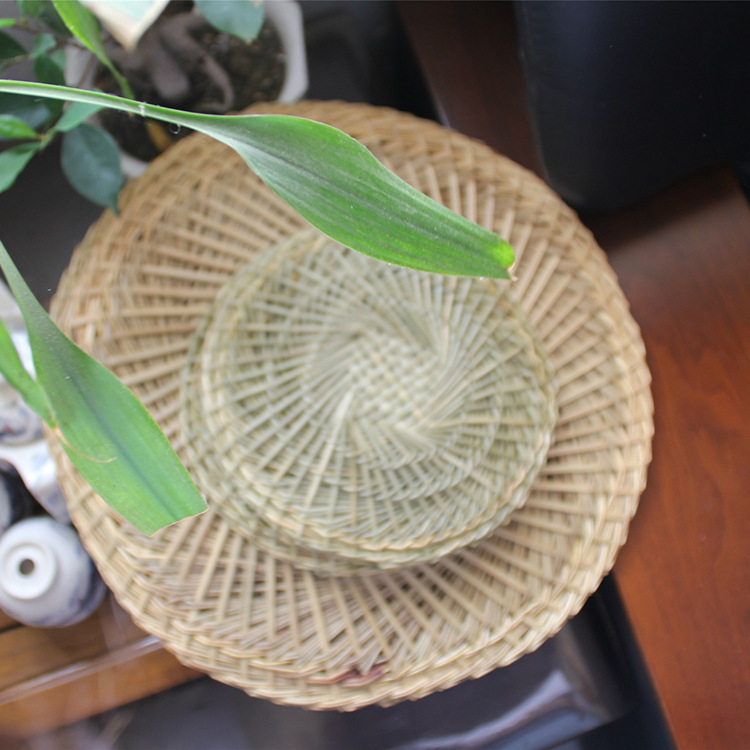 竹裕杉蒸笼草垫圆形垫小笼包馒头垫大小笼屉手工编织垫不粘蒸格垫