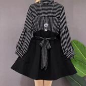 洋气拼接假两件爆款 2024秋季 连衣裙 韩版 遮肚显瘦时尚 新款 网红同款