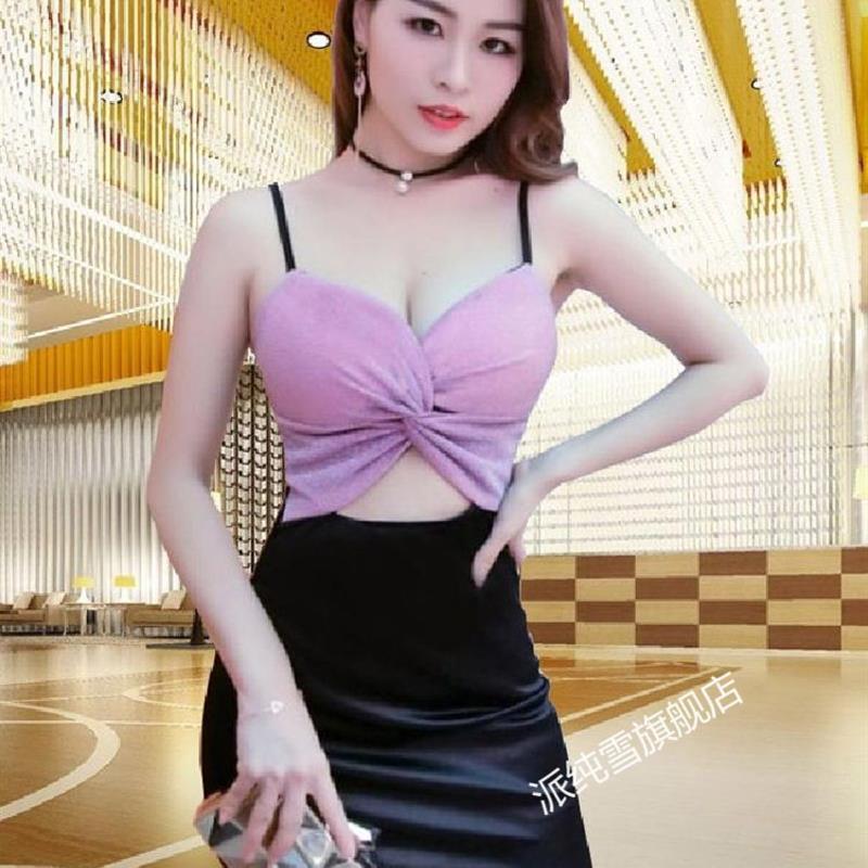 性感连衣裙女新款修身露背皱褶紧身包臀夜场吊带裙