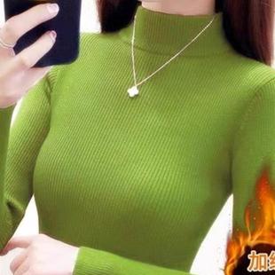 加绒半高领针织打底衫 线衣修身 长袖 新款 内搭 毛衣女秋冬装 不加绒