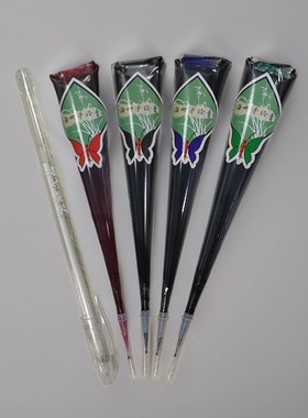 方寸景天红色黑色海军蓝绿色25g海娜膏草稿笔手绘套装非植物果汁